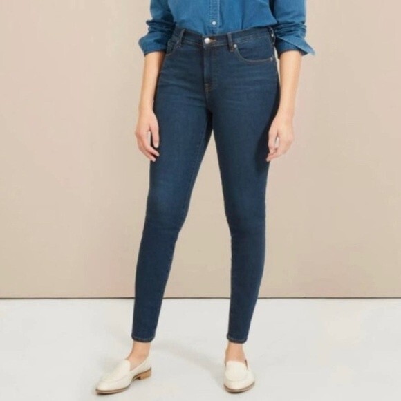 Everlane Midrise Skinny Jeans Classic Dark Wash Stretch Denim Women’s Size 27 - Picture 1 of 8